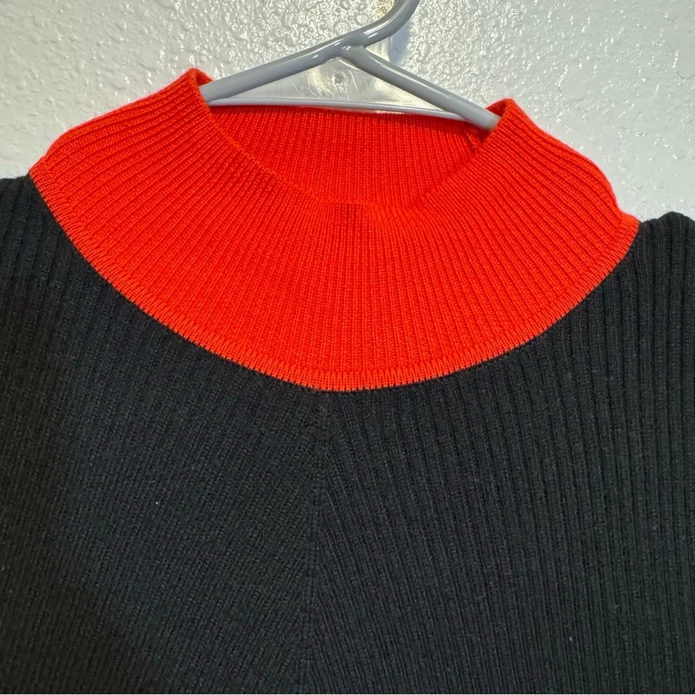 Tori Burch Color Block Merino Blend Turtleneck Sweater Size XS Read Description